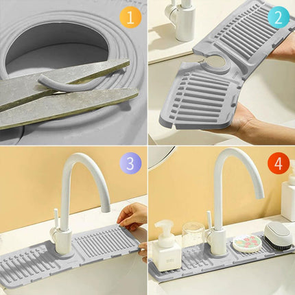 Faucet Draining Pad Narrow Sink Splash Guard Mat for Washbasin Water Catcher