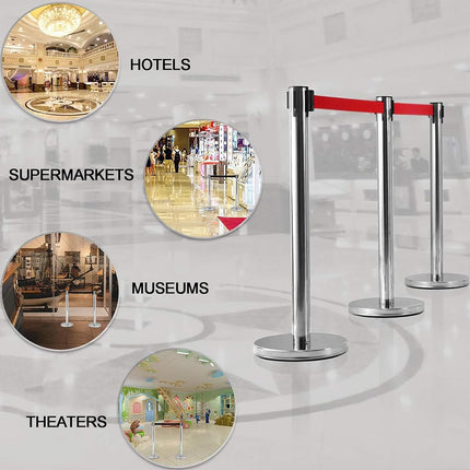2M Retractable Isolation Barrier Belt 1 Post Anti-Slip Base Waterproof Durable