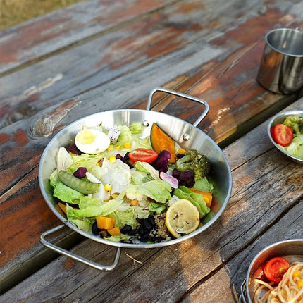 Nonstick Frying Pan Stainless Steel Fry Skillet Safe Camping Binaural Saucepan