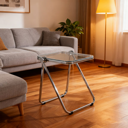 Foldable Transparent Small Coffee Table for Living Room Bedroom Space Saving