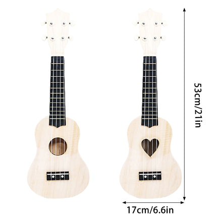 DIY Ukulele Kit 21 inch Natural Wood Paint Round Heart Sound Hole Beginner