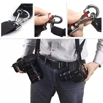 Professional Dual DSLR Camera Harness Adjustable Shoulder Sling Strap Belt