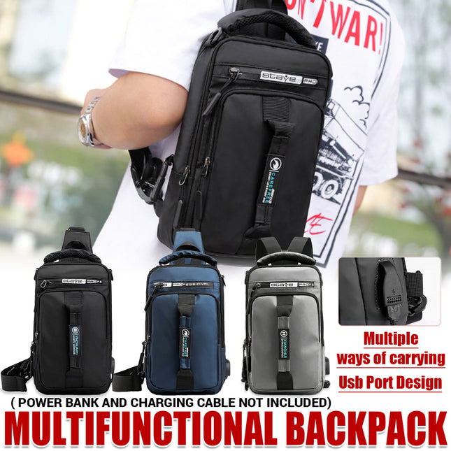 Large Capacity Multi Functional Shoulder Bag with USB Port Water Resistant