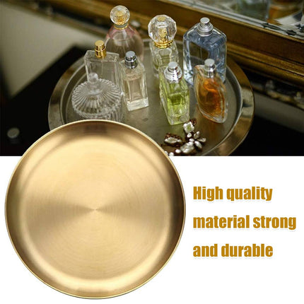 Stainless Steel Round Serving Plate Set 8 Pieces Gold 20cm Korean Dish Tray