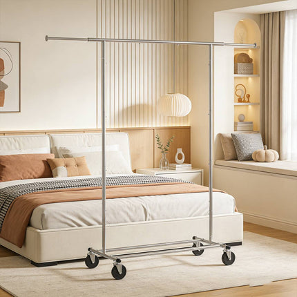 Rolling Chrome Clothes Drying Rack Extending Rail
