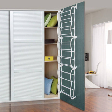 Over Door 12 Tier Shoe Rack White 181cm Tall