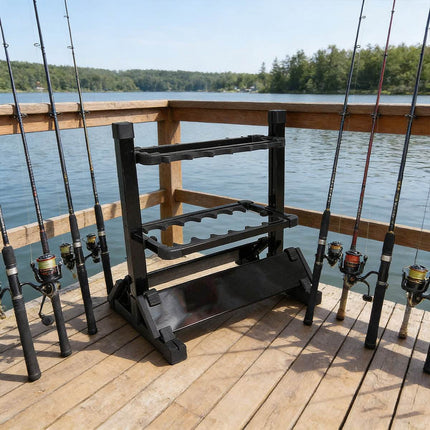Aluminium Fishing Rod Storage Rack 12 or 24 Holes Foldable Display Stand