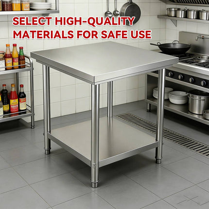 Stainless Steel Work Table 60x60x80cm 2 Tier