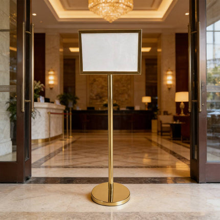 Gold A3 Floor Menu Display Stand Stainless Steel