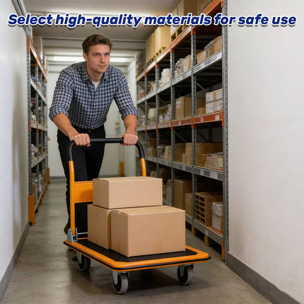 Foldable Platform Trolley Cart Steel Frame Swivel Wheels Warehouse Home Moving