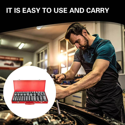 35pc Air Impact Socket Set Heavy Duty Mechanic Deep Socket Tool Kit