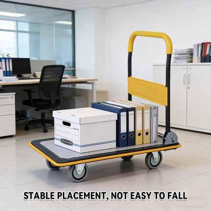 Compact Foldable Platform Trolley Cart Steel Deck Swivel Wheels Home Warehouse