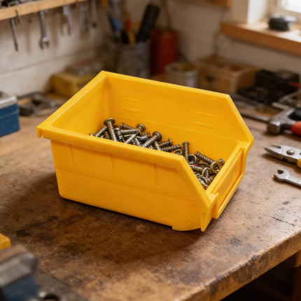 Yellow Plastic Parts Bins 5 Pack 14x10.5x7.5cm