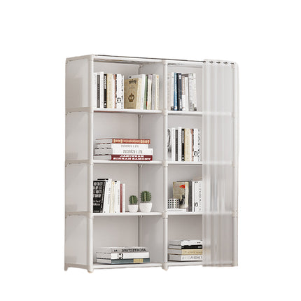 Simple Bookshelf Storage Rack with Dust Proof Curtain for Bedroom Living Room