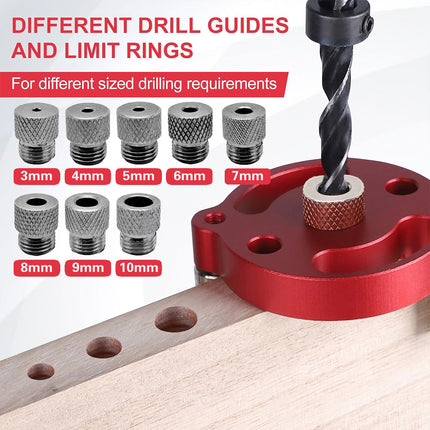 9pcs Center Hole Drill Guide Set Vertical Positioner DIY Round Woodworking Tool