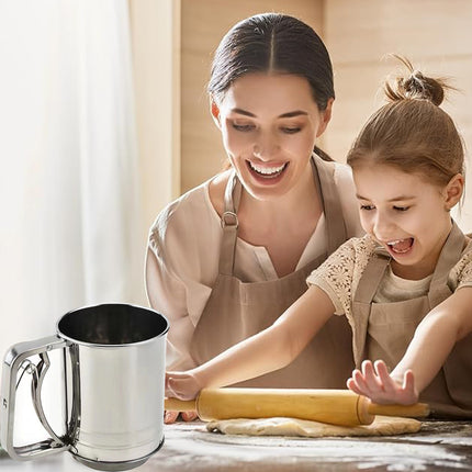 Stainless Steel Handheld Flour Sieve Home Filter Mesh Sieve Baking Tool Durable