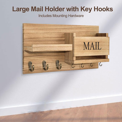 Wooden Wall Mounted Key Holder Storage Rack Door Hook Hanger Coat Rack Organizer
