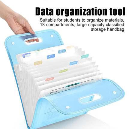 2PCS 13 Pocket A4 File Storage Bag Large Capacity Organizer Durable Documents