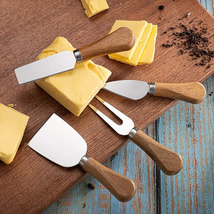 4 Piece Stainless Steel Cheese Knife Set Sharp Blades Ergonomic Handles Durable