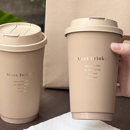 50PCS Coffee Paper Cups with Lids 330/380/500ml Disposable Takeaway Hot Drink