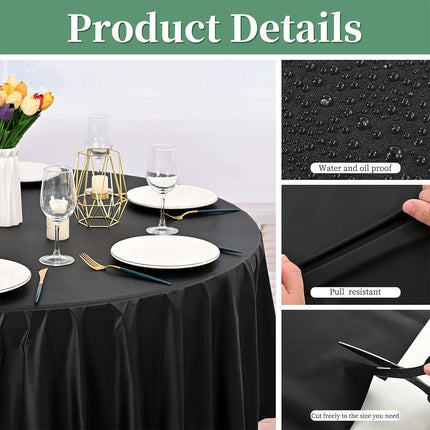10pcs Round Tablecloth Solid Color Waterproof PEVA Table Cover 213cm Diameter