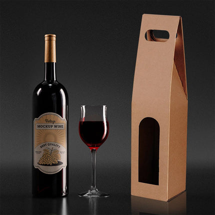30pcs Kraft Paper Wine Box for Gift Packaging Portable Wine Bottle Storage Box