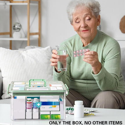 Medicine Storage Box Transparent Multi Layer First Aid 2 Sizes 2 Colours
