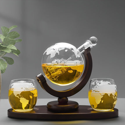 Globe Wine Decanter Glass Bottle Divider Whisky Liquor Dispenser For Home Bar