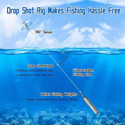 5 Pack Fishing Drop Hook Lead Sinker Bait Rig Board Tackle Accessories Set