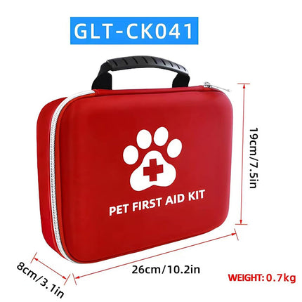 Pet First Aid Kit Emergency Wound Care Set Red Portable Bag for Dogs and Cats