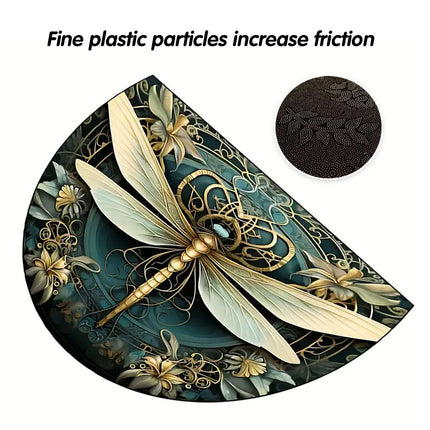 Floral Floor Mat Semicircle Printed Entry Door Rug Non-Slip Mat For Home Decor