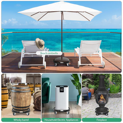 Plastic Round Retractable Plant Pot Tray Stand With Wheels Movable Durable