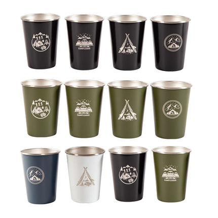 Set of 4 Outdoor 304 Stainless Steel Cups Coffee Tea Beer Camping Water Cups