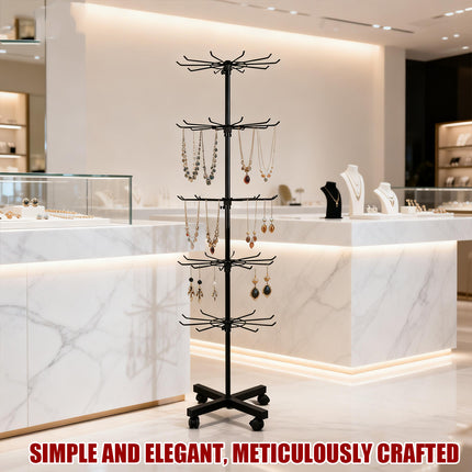 Rotating Jewellery Display Stand 5 6 Tier Metal Rack With Wheels Adjustable