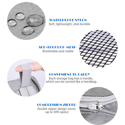 6PCS Compression Packing Cubes Expandable Luggage Storage Bag Travel Packing Bag