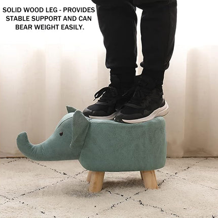 Cute Elephant Solid Wood Low Stool Shoe Changing Stool Durable for Home Entryway