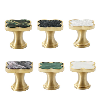 Four Leaf Clover Cabinet Handle Single Hole Vintage Pull for Drawer Door Closet