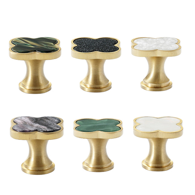 Four Leaf Clover Cabinet Handle Single Hole Vintage Pull for Drawer Door Closet
