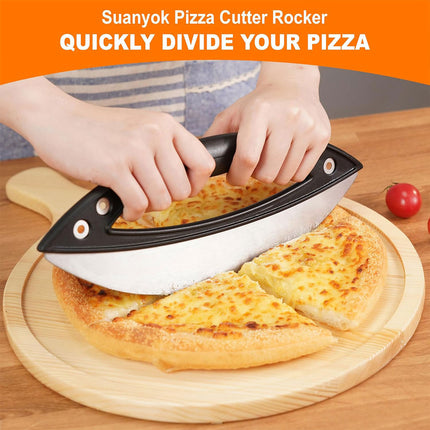 Pizza Cutter Food-Grade Stainless Steel with Protective Cover Black