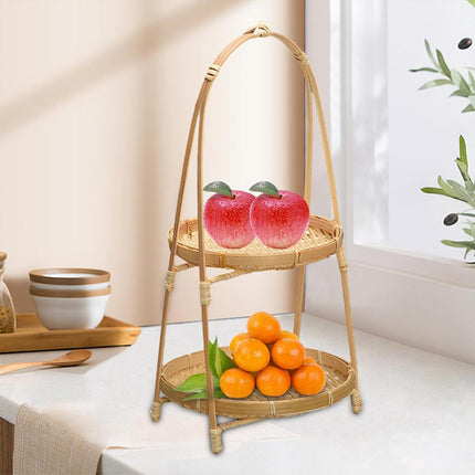 Bamboo Woven Handbasket Round Handle for Snacks Fruits Home Storage Decor