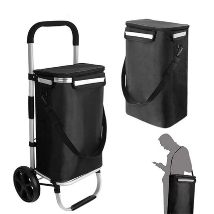 Folding Shopping Cart with Wheels Portable Utility Trolley Grocery Storage Bag