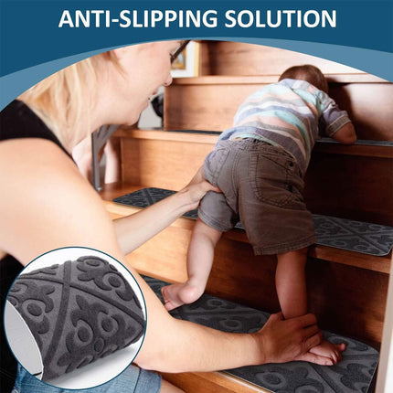 12PCS Non-Slip Carpet Stair Treads Indoor Step Mats for Home Use