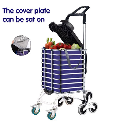 Folding Shopping Trolley Stair-Climbing Cart Lightweight Aluminium Pull Cart