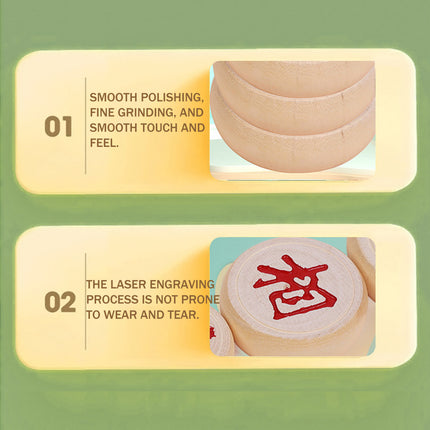 Chinese Birch Wood Chess Set with Laser-Engraved Pieces and Board