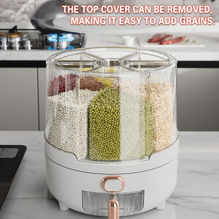 Rotating Grain Dispenser Container 360 Spin PP Multi Compartment 25 x 23.5cm