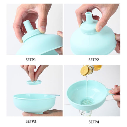 3 in 1 Multi Function Plastic Funnel Set Food Grade for Cooking Baking Liquid