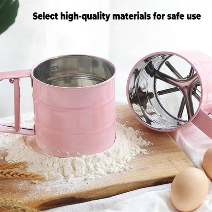 Hand Squeeze Mechanical Flour Sifter Stainless Steel One Hand Baking Sieve