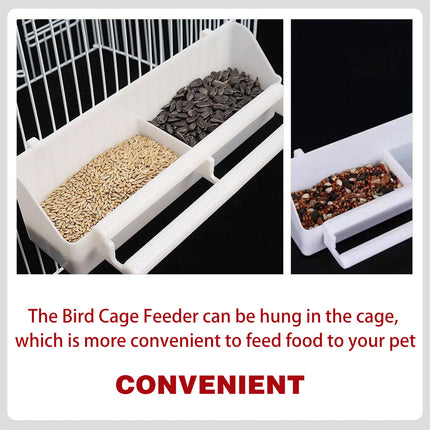 2pcs Plastic Parrot Feeder Bird Cage Feeding Food Container Bird Hanging Bowl