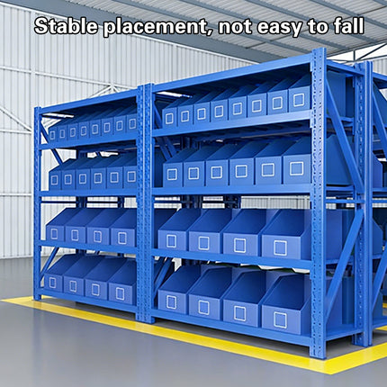 Slanted Storage Bin 5PCS Blue Corrugated PP 4 Sizes for Garage Warehouse Shelf