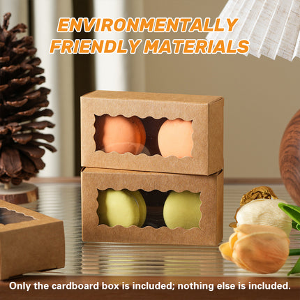 50PCS Kraft Paper Gift Box with Clear Window 10.5x3.5x5.5cm Khaki/White Sturdy